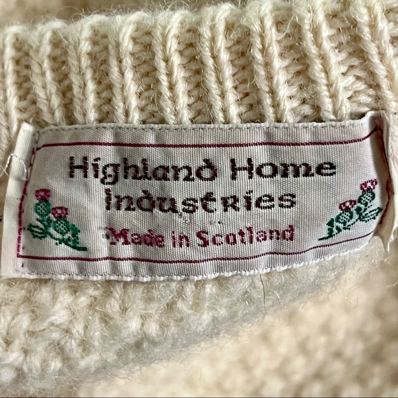 Vintage Highland Home Industries Wool Cardigan Button Up Ivory Sweater - Picture 2 of 7